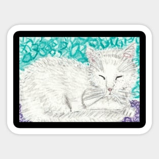 White cat watercolor painting Sticker